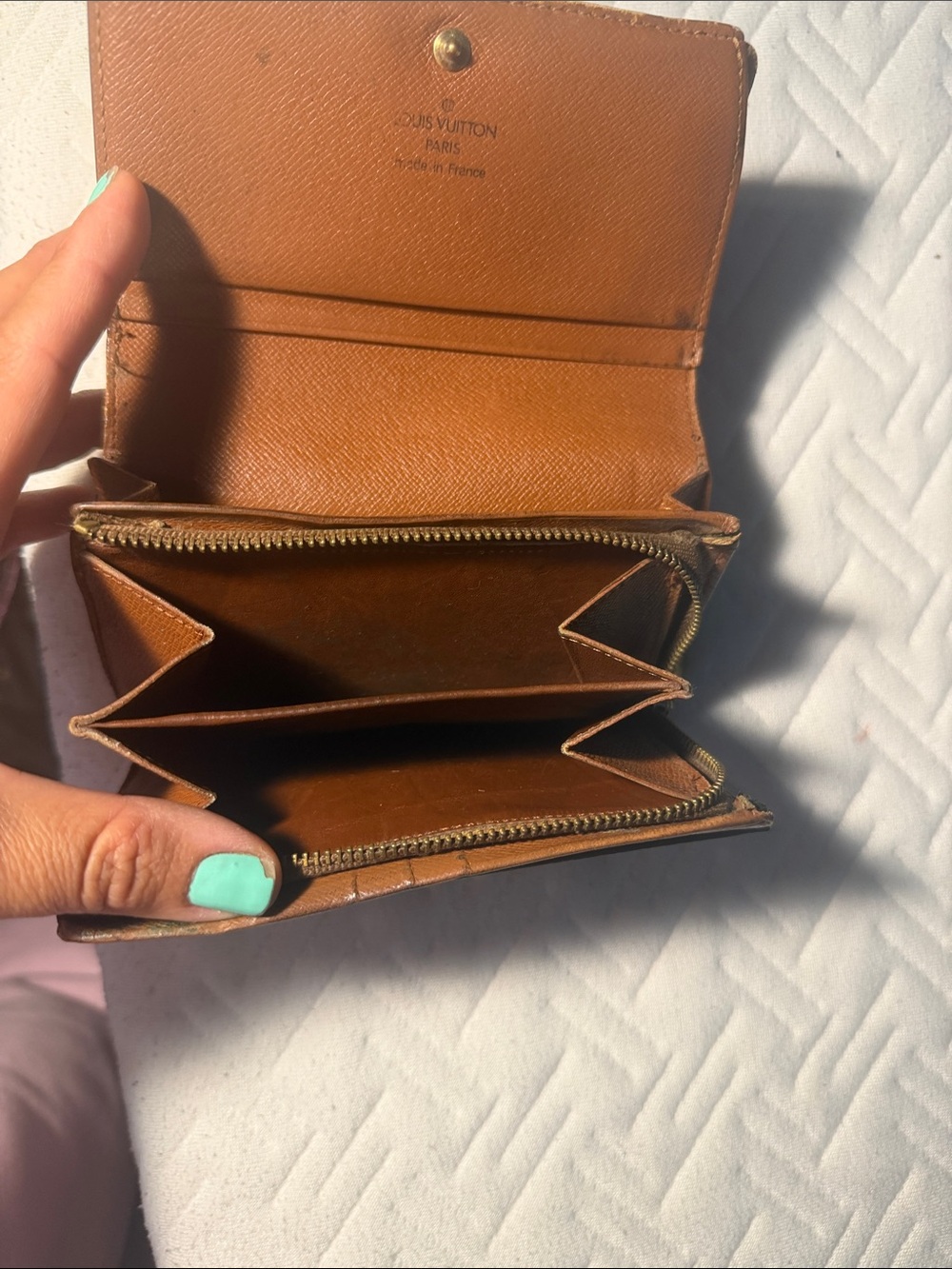 Louis Vuitton Tan Leather Small Zip Wallet - Picture 6 of 7